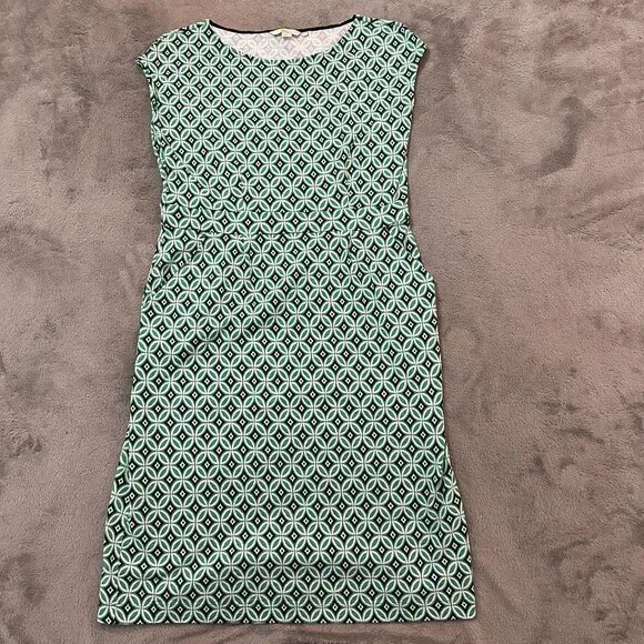 Boden Florrie Jersey Cotton Dress Gemoetric Pattern 12 Long 12L Tall - Picture 1 of 7